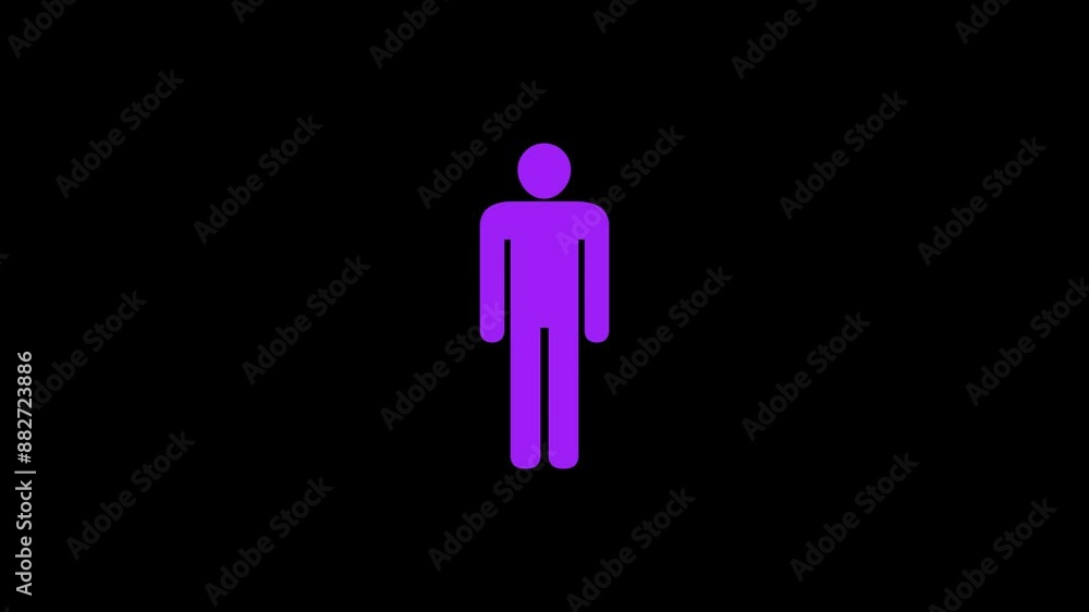 Man shape icon purple color animation on black background Man shape icon purple color animation on black background