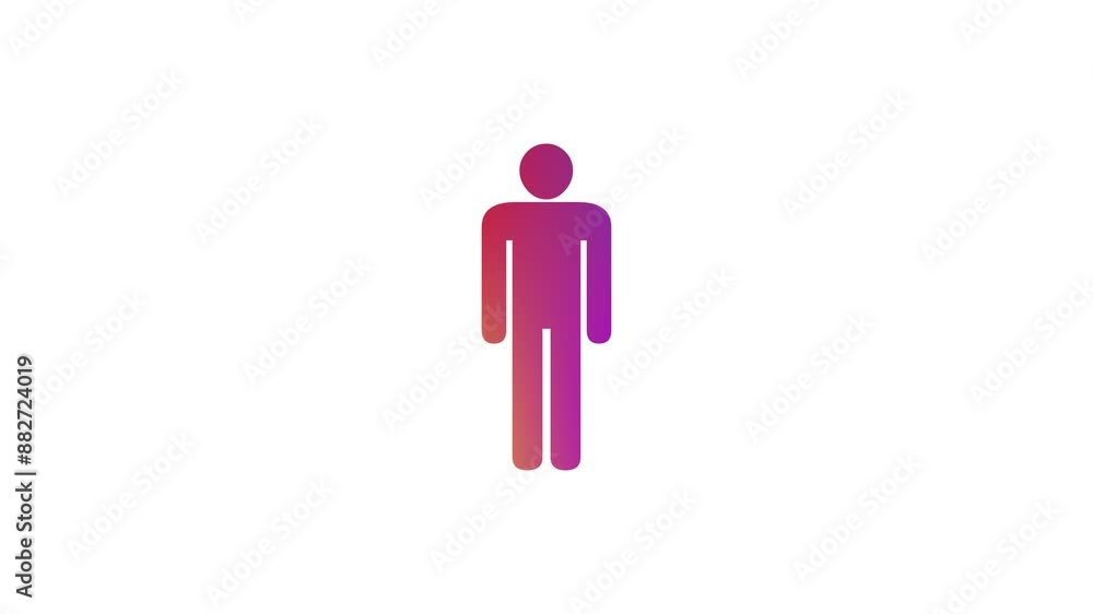 Man shape icon colorful animation on white background Man shape icon colorful animation on white background