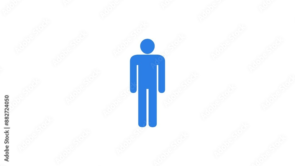 Man shape icon blue color animation on white background Man shape icon blue color animation on white background