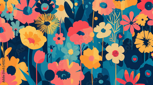 Retro Pop Flower Clipart Background Wallpaper photo