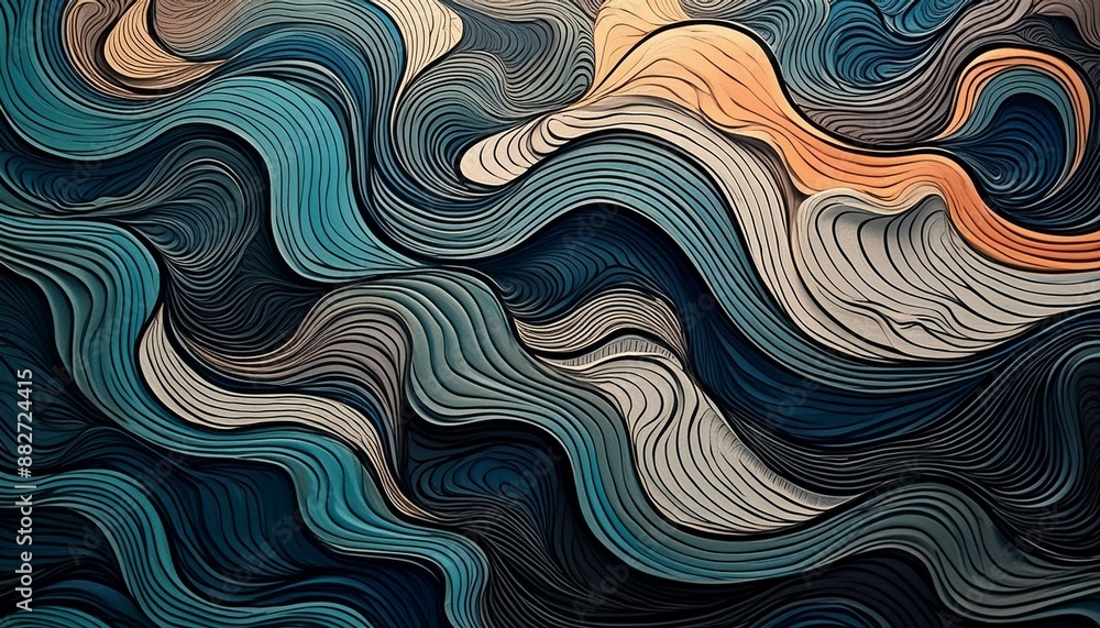 abstract pattern with blue and golden waves circles abstract pattern with blue and golden waves circles