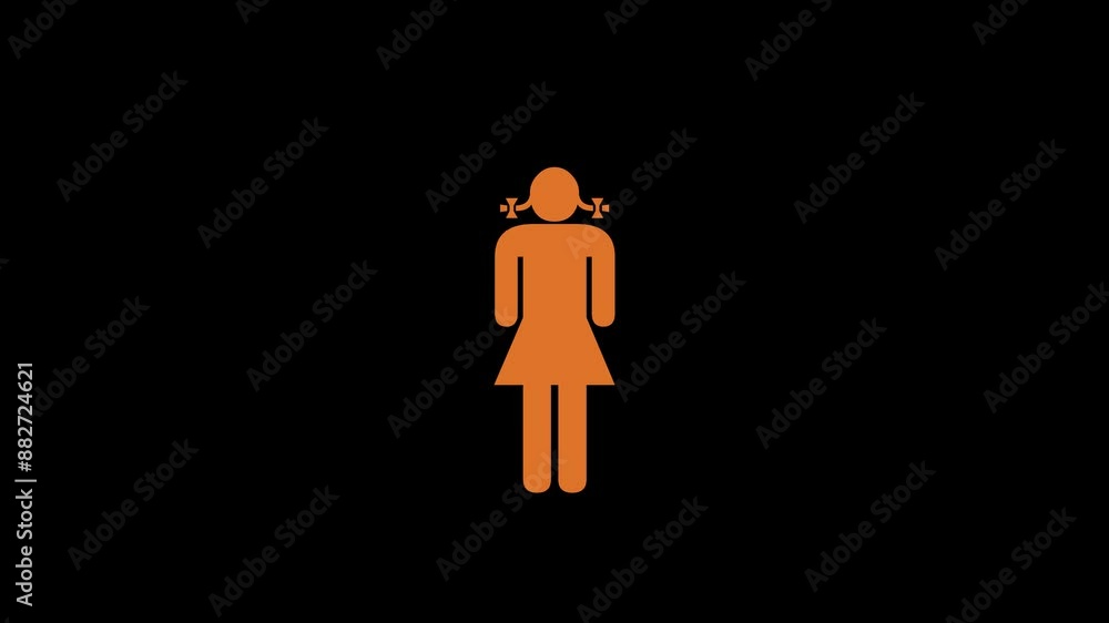Girl shape icon brown color animation on black background Girl shape icon brown color animation on black background