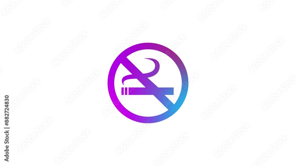 Do not smoke ban circle shape icon multiple color animation on white background Do not smoke ban circle shape icon multiple color animation on white background