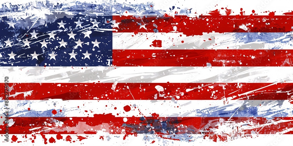 A distressed illustration of the US flag with grunge brush paint texture, perfect for celebrating American holidays. A distressed illustration of the US flag with grunge brush paint texture, perfect for celebrating American holidays.
