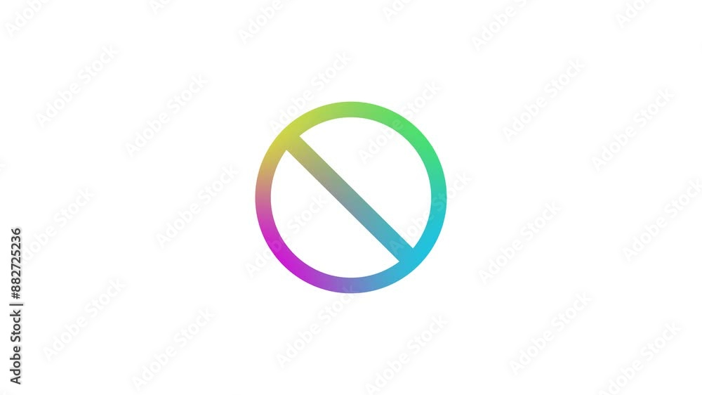 Do not circle shape icon gradient color animation on white background Do not circle shape icon gradient color animation on white background