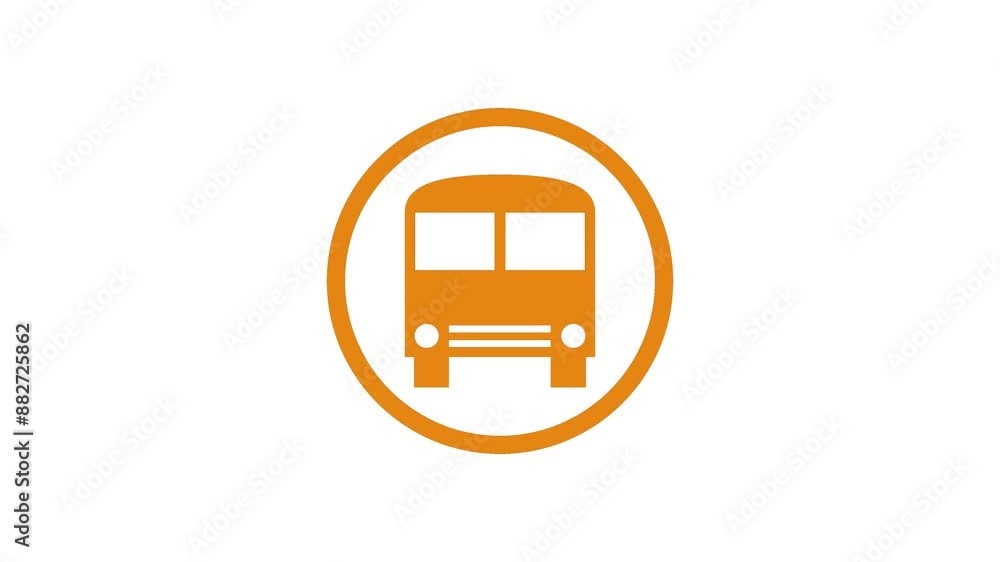 Bus circle shape icon brown color animation on white background Bus circle shape icon brown color animation on white background