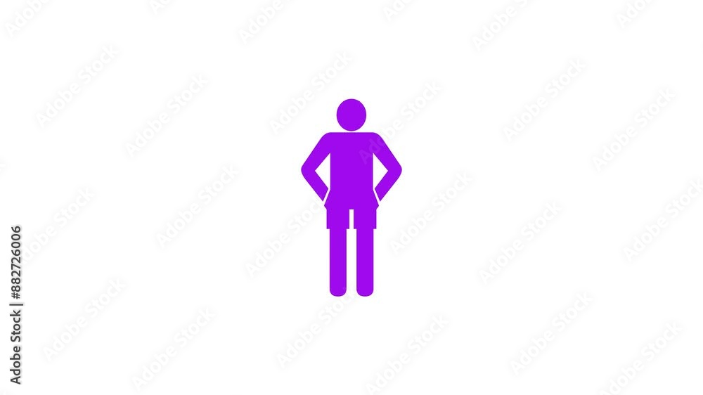 Boy shape icon purple color animation on white background Boy shape icon purple color animation on white background