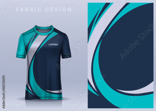 Fabric textile design for Sport t-shirt, Soccer jersey mockup for football club. uniform front view.	
