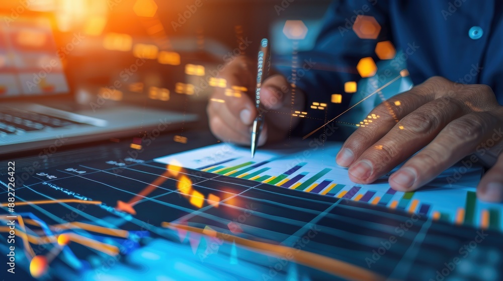 Close-up shot of an analytical working with the latest financial results
Financial accounting sales forecast graphs analysis with hand writing , digital effect abstract for background Close-up shot of an analytical working with the latest financial results
Financial accounting sales forecast graphs analysis with hand writing , digital effect abstract for background