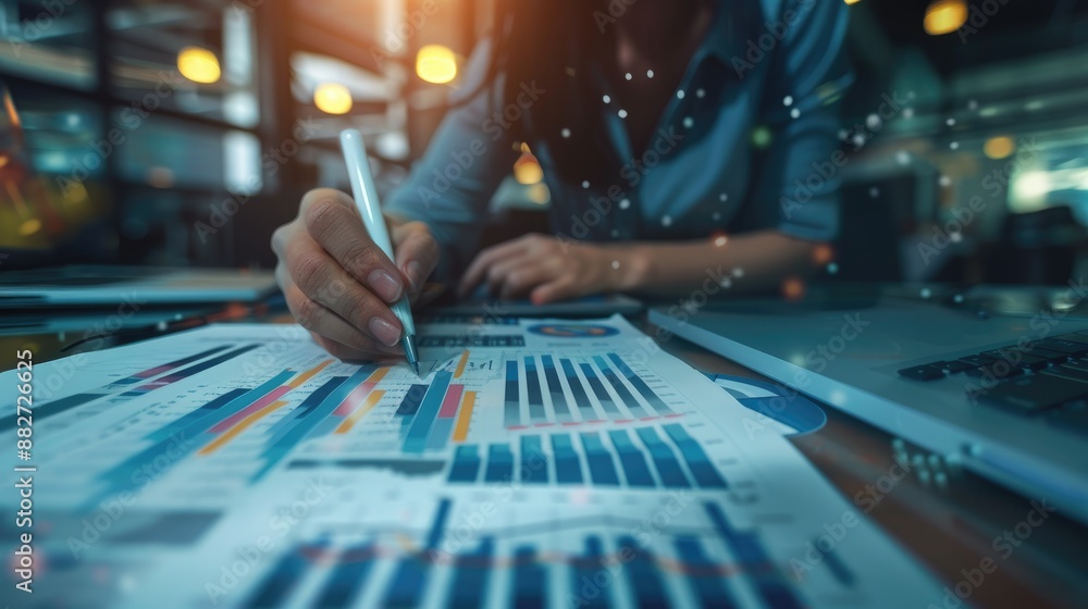 Close-up shot of an analytical working with the latest financial results
Financial accounting sales forecast graphs analysis with hand writing , digital effect abstract for background Close-up shot of an analytical working with the latest financial results
Financial accounting sales forecast graphs analysis with hand writing , digital effect abstract for background