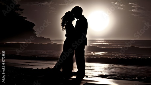 silhouette of a person on the beach at sunset