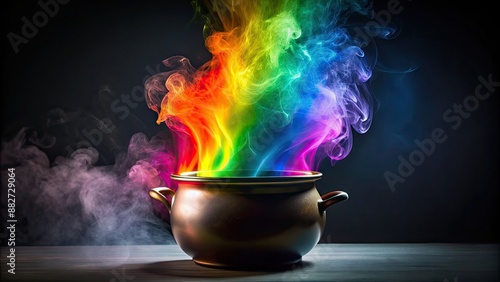 Pot emitting rainbow colors, Colorful, rainbow, pot, rainbow colors, splash, creativity, vibrant, magic, fantasy