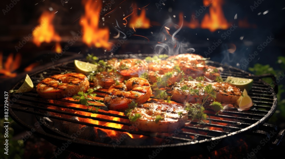 Shrimp on the grill backgrounds Shrimp on the grill backgrounds