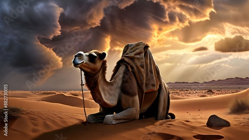 Desert Camel during Clouds
