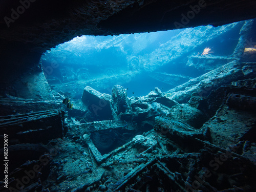 SS Thistlegorm Sunken WW2 Ship Wreck Cargo Hold Interior