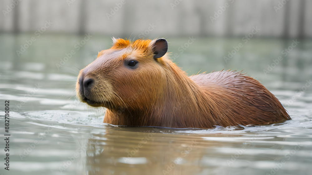 capybara swim isolated on white background capybara swim isolated on white background