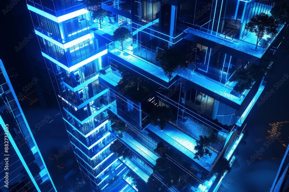 Modern Skyscraper with Rooftop Pools Modern Skyscraper with Rooftop Pools