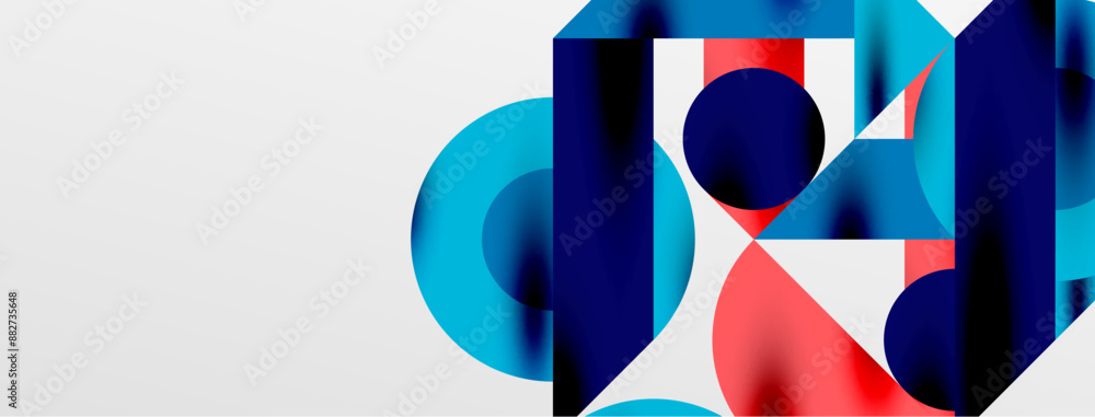 Circles and shadows. Colorful round elements with triangles, semi circles and other shapes. Vector Illustration For Wallpaper, Banner, Background, Card, Book Illustration, landing page Circles and shadows. Colorful round elements with triangles, semi circles and other shapes. Vector Illustration For Wallpaper, Banner, Background, Card, Book Illustration, landing page