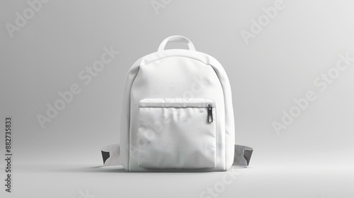 3D white backpack modern student gear on clean background representation for online education