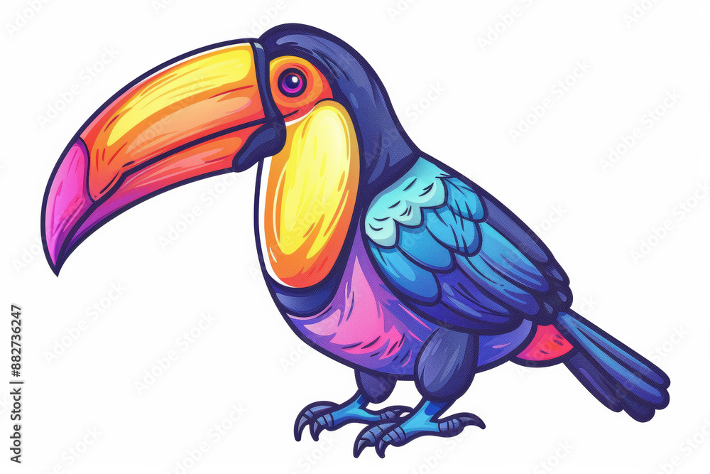 Obraz premium Pastel Toucan Design on White Background