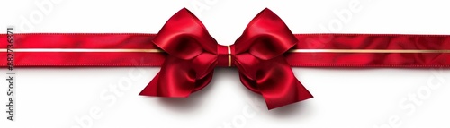 "Abstract Red Ribbon and Bow with Golden Gift Box Isolated on White Background. Ideal for Anniversary, Holiday, and Birthday Gift Marketing Ads. High-Definition AI-Generated Design for Promotional Use