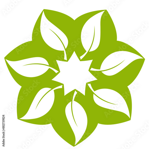 green wreath of leaves, logotype, geometric, abstract, logo, feature, eco, bio, drop, round, symbol, wreath, leaf, leaves, summer, spring, growth, cheerful, fresh