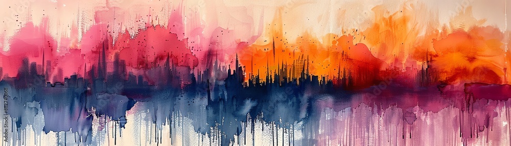 Vibrant colors and delicate patterns in intricate ikat designs, watercolor on a soft, textured background Vibrant colors and delicate patterns in intricate ikat designs, watercolor on a soft, textured background