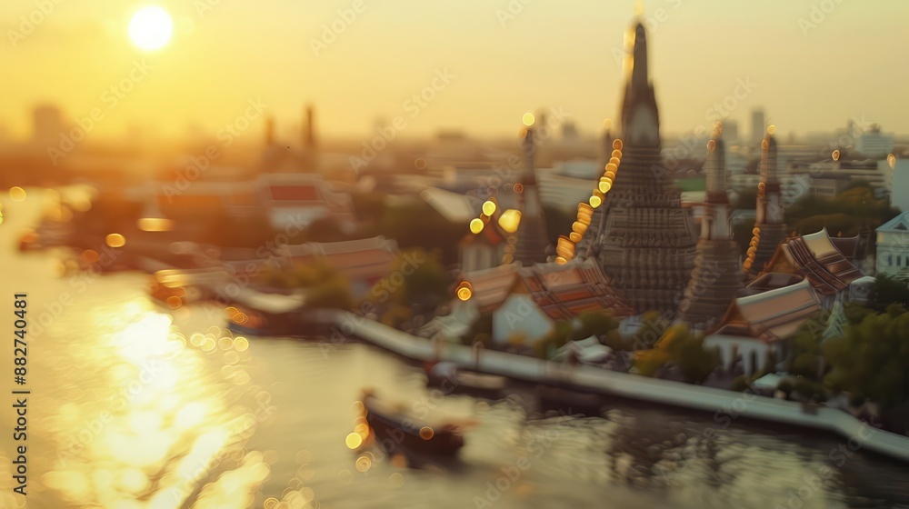 Obraz premium defocused bangkok background, gradient color, copy space, banner, perfect for advertisement