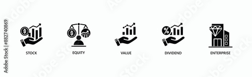 Investment Asset Management Banner Web Icon Vector Illustration Concept With Icon Of Stock, Equity, Value, Dividend, Enterprise