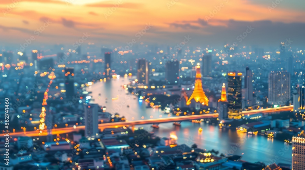 Fototapeta premium defocused bangkok background, gradient color, copy space, banner, perfect for advertisement