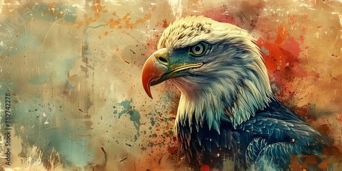 Bald Eagle images in creative style. The concept of freedom, democracy and cultural values ​​of the country.