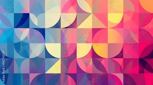 Wallpaper Mural Vibrant and Dynamic Geometric Mosaic Abstract Digital Art Banner Torontodigital.ca