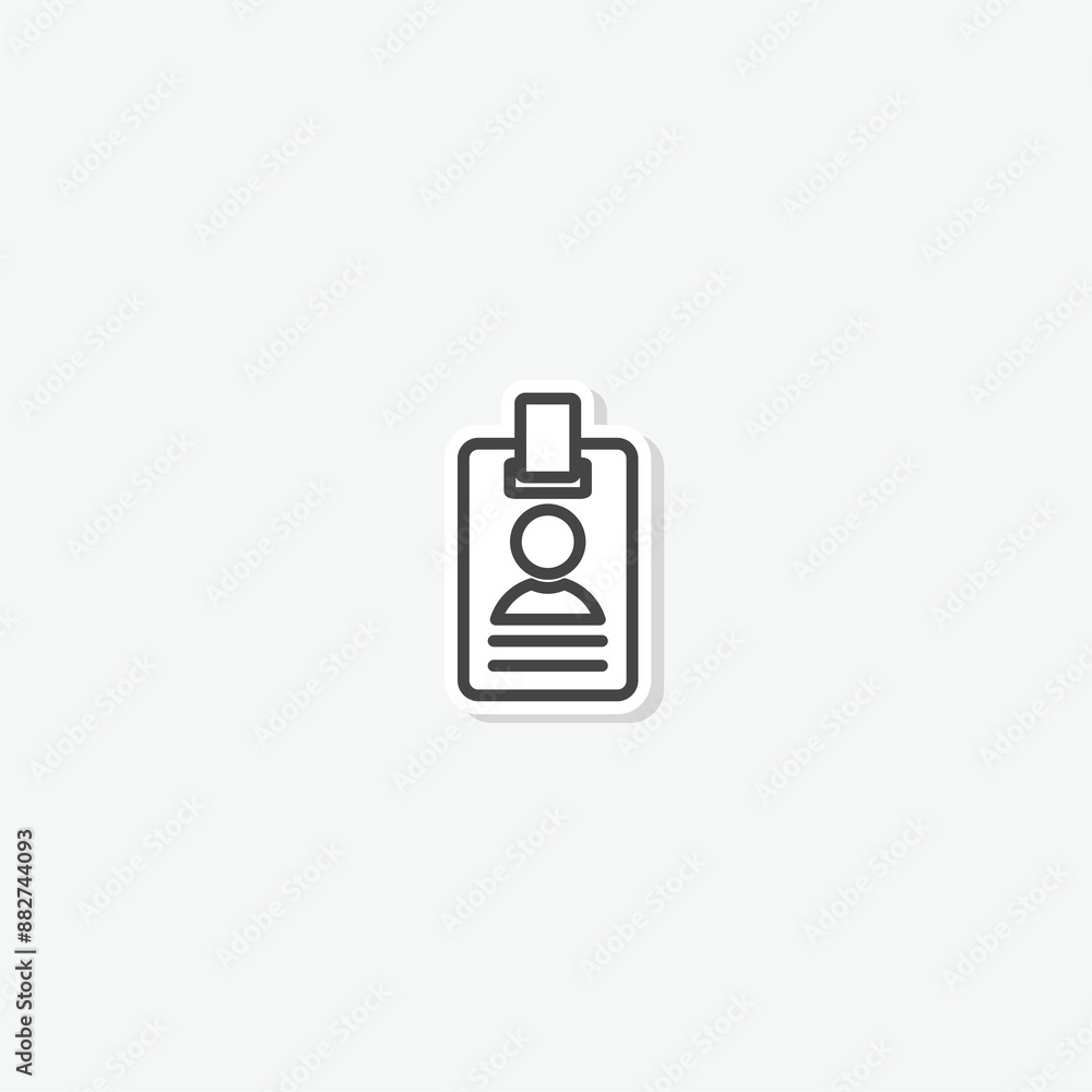 ID badge line icon sticker isolated on gray background ID badge line icon sticker isolated on gray background