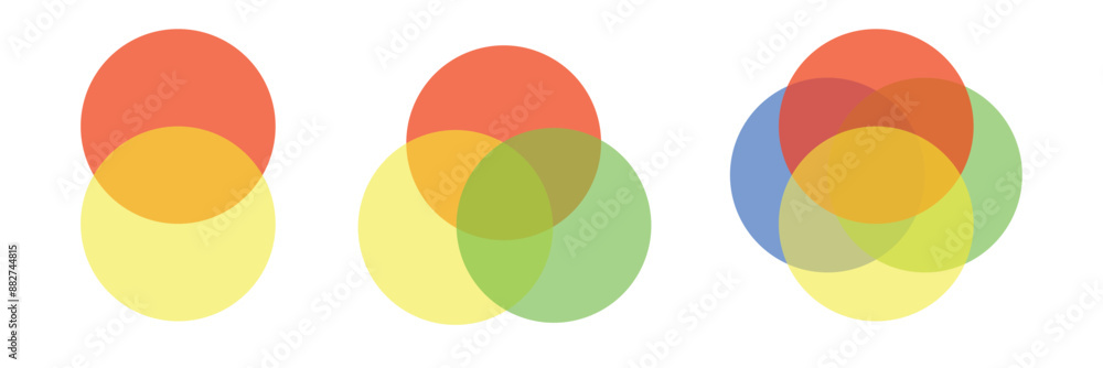 Intersecting, overlapping circles, rings element. Vector illustration. Isolated on white background in eps 10. Intersecting, overlapping circles, rings element. Vector illustration. Isolated on white background in eps 10.