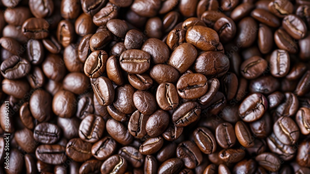 Fototapeta premium Dark coffee beans arranged in a heart shape
