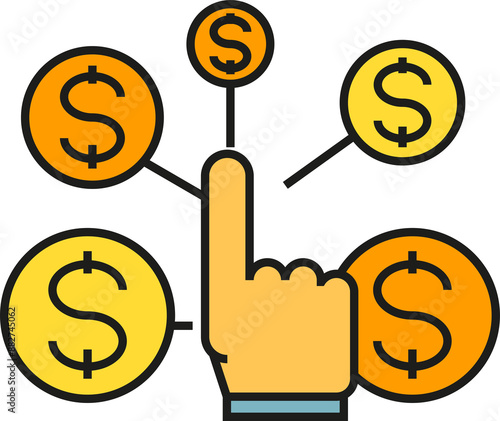 Finger Hand and Dollar Network Icon 