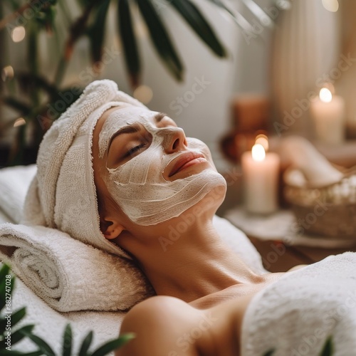 Woman Relaxing With Facial Mask at Spa During Daytime