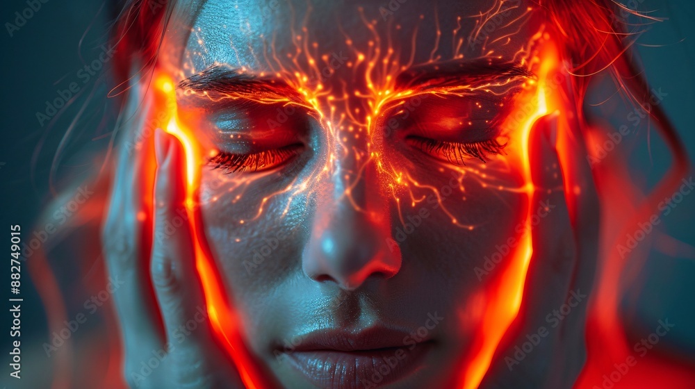 Person experiencing intense neural activity Person experiencing intense neural activity