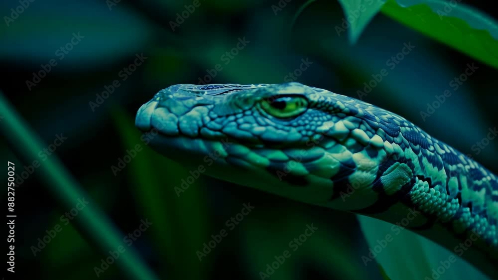 Majestic Green Lizard in Natural Habitat Majestic Green Lizard in Natural Habitat