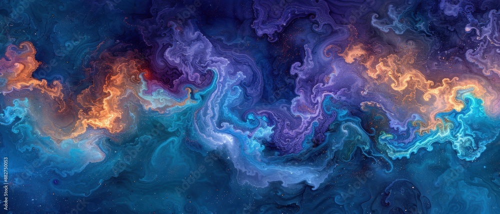 Vibrant abstract digital art featuring swirling patterns in shades of blue, purple, and orange resembling a cosmic nebula. Vibrant abstract digital art featuring swirling patterns in shades of blue, purple, and orange resembling a cosmic nebula.