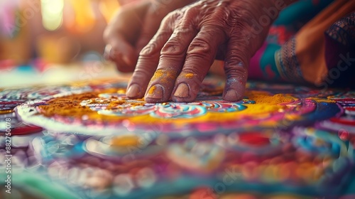 Intricate Sand Mandala Creation by Monks Focusing on Art s Impermanence
