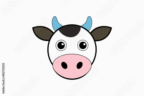 Cute cow head cartoon vector art illustration © mdmehedihasandl
