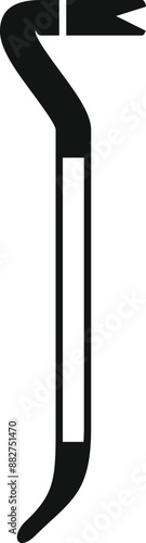 Black silhouette of a crowbar, a tool commonly used for prying open objects or creating leverage