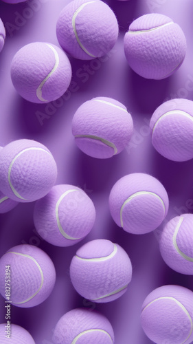 Pastel purple tennis balls on a lilac background