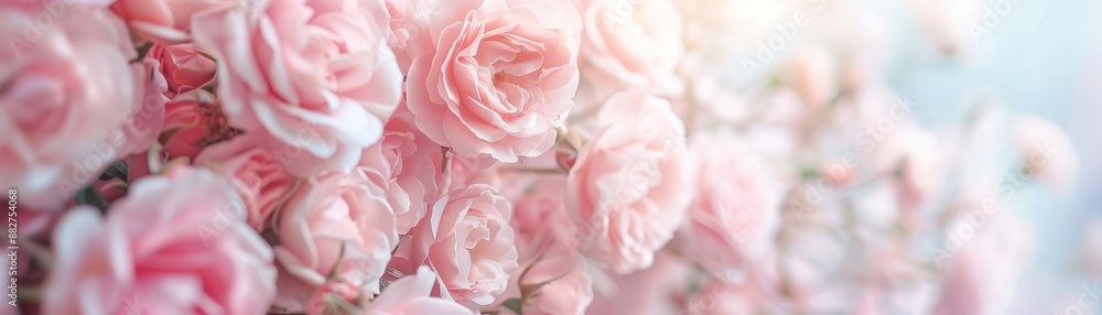 Delicate pink roses in full bloom with soft, dreamy lighting. Perfect for romantic, wedding, or nature-themed designs and backgrounds. Delicate pink roses in full bloom with soft, dreamy lighting. Perfect for romantic, wedding, or nature-themed designs and backgrounds.