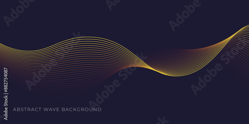 Abstract wave background with yellow line color element. Dynamic wave pattern. Modern flowing wavy lines. Futuristic technology concept. Suit for banner, poster, cover, brochure, flyer, website
