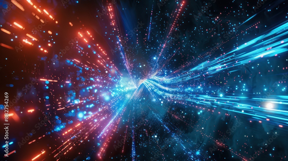 Abstract Blue and Red Lights in Space Abstract Blue and Red Lights in Space