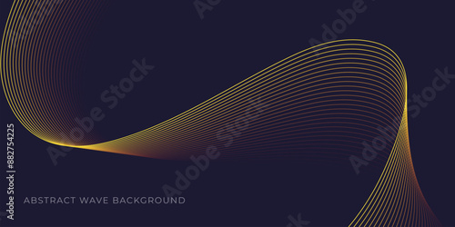 Abstract wave background with yellow line color element. Dynamic wave pattern. Modern flowing wavy lines. Futuristic technology concept. Suit for banner, poster, cover, brochure, flyer, website