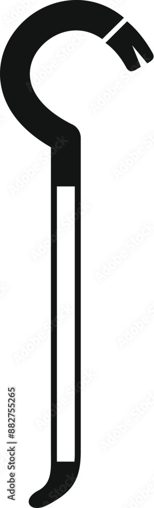 Crowbar with wooden handle forcing open a door, simple black style icon Crowbar with wooden handle forcing open a door, simple black style icon