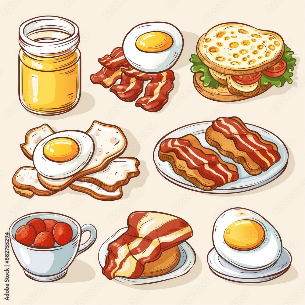 Breakfast Food and Drink Icon Set for Video Games Web Design App ...